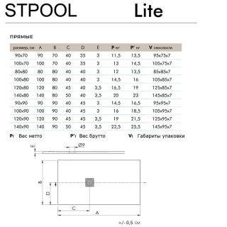 Душевой поддон Stpool Lite 1237479 100x70см белый матовый